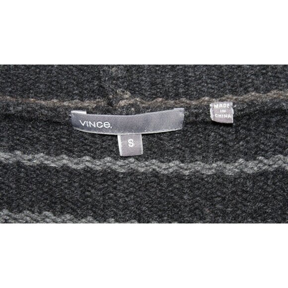 VINCE Gray striped hooded open front cardigan sweater Alapca Wool Cashmere Small - Picture 5 of 7